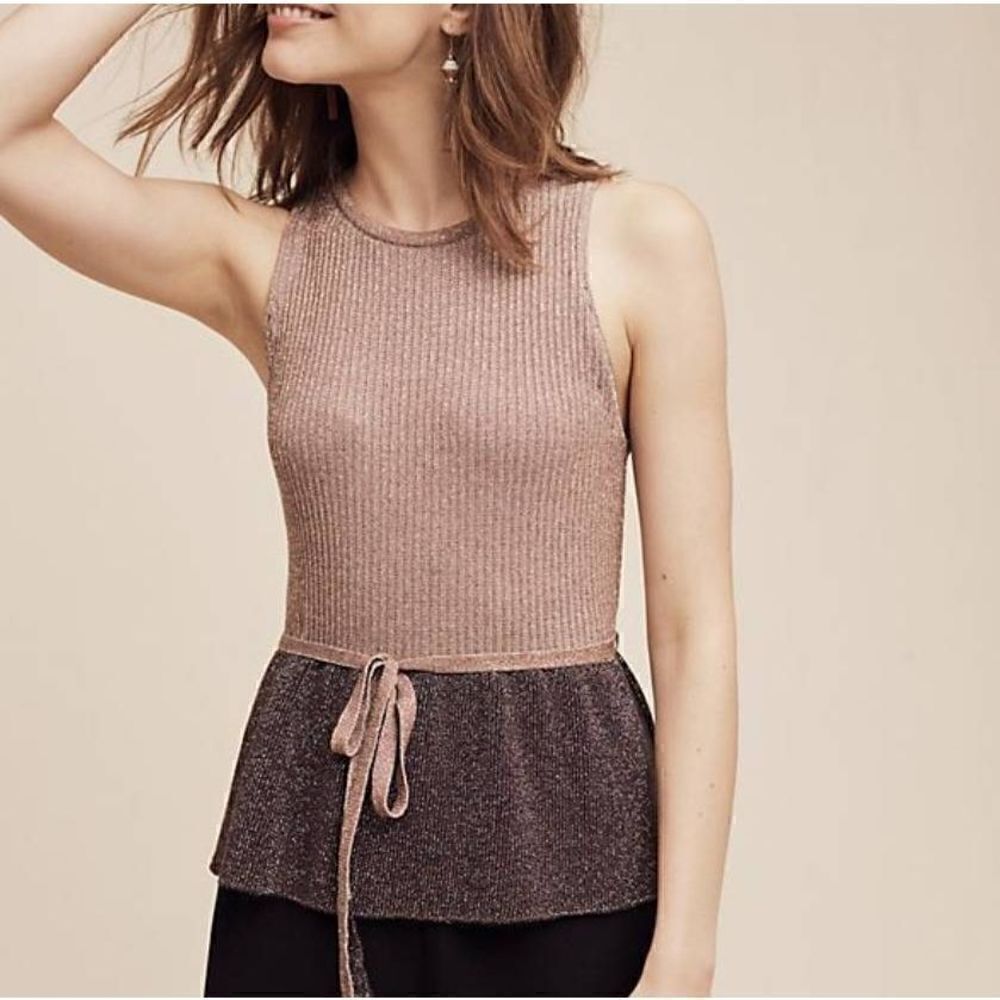 Moth Anthropologie Riella Pink Purple Shimmer Tank L
